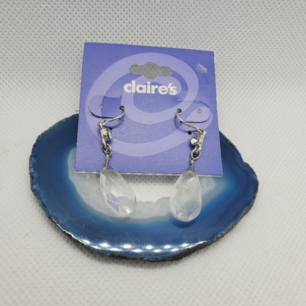 NWT Claire's Silver & Clear Dangling Earrings